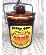 Vintage 1976 Hickory Farms Small Brown Glazed Stoneware Cheese Crock Wir... - €12,89 EUR