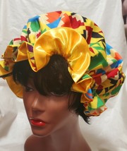XL Plain &amp; Pattern African Prints Kente Satin Bonnet Hat - $13.99