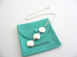 Tiffany Co Silver Triple Disc Circle Drop Dangle Dangling Necklace Gift Pouch - $298.00
