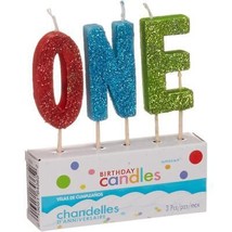 O-N-E First Birthday Glitter Candles Cake Topper Birthday Party Supplies... - $3.25