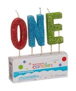 O-N-E First Birthday Glitter Candles Cake Topper Birthday Party Supplies... - $3.25