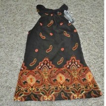 Womens Tank Top Apt 9 Petite Orange Black Sequined Trapeze Paisley $36-size PS - £11.10 GBP