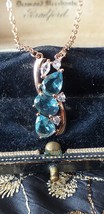 Vintage 1990-s 14 CT Rolled Gold Aquamarine Pendant on Chain-Hallmarked ... - $74.25