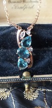 Vintage 1990-s 14 CT Rolled Gold Aquamarine Pendant on Chain-Hallmarked 585 RG - $74.25