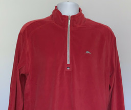 Tommy Bahama Quarter Zip Fleece Sweatshirt Mens Large Red Paradise Tech - £25.59 GBP