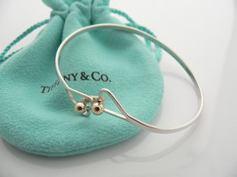 Tiffany &amp; Co Silver 18K Gold Heart Bangle Love Hook Bracelet Love Gift Pouch Art - £352.28 GBP