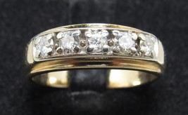 M&amp;M 14k Yellow Gold 5 Diamond Wedding Ring Sz 9 Men&#39;s Anniversary Band 6g Classy - £466.02 GBP