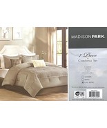 MADISON PARK Trinity 7 Piece Comforter Set in Taupe Cal King RETAIL: $260 - $123.26