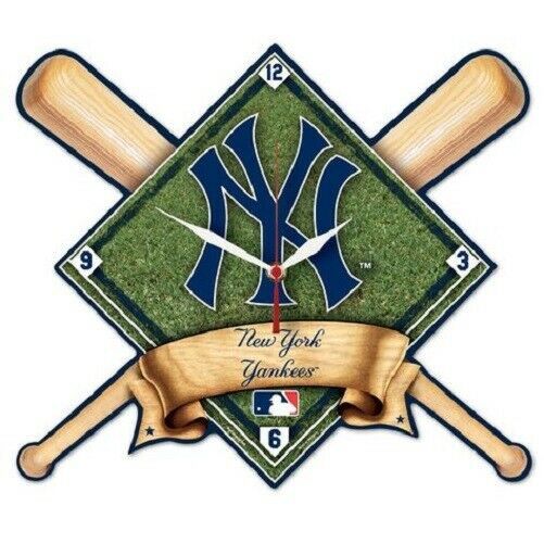 Primary image for New York Yankees Wooden 10"x13" Diamond over Bats  High Definition Wall Clock