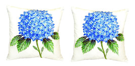 Pair of Betsy Drake Dick’s Hydrangea No Cord Pillows 18 Inch X 18 Inch - £62.06 GBP