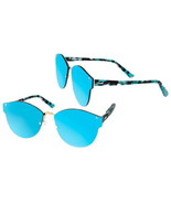 AQS Mirror Italian Sunglasses Teal Lens Multicolor Modified Cat Eye Aqua... - £62.35 GBP