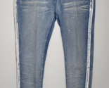 MNML Mens Jeans 40x33 Striped Ankle Zip Jeans Denim Blue Distressed Butt... - $29.99