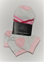 U.S. Polo Assn. 3 Pair Womens Ankle Socks Pink and White Sock Size 9-11 NWT - £5.19 GBP