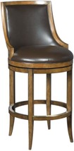 Bar Stool Woodbridge Cocoa Brown Leather Upholstery, Wood, Curved Back - £1,837.37 GBP
