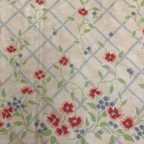 VTG JP Stevens Floral Twin FLAT Bed Sheet Craft Cutter Fabric Bedding Ma... - $22.00