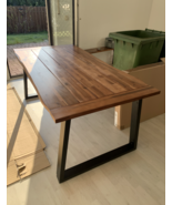 Industrial Rustic Wooden Solid Acacia Wood Dining Room Dinner Table Brow... - £276.00 GBP