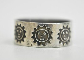 Sun ring  sterling silver thumb band Mexico southwest women Size 8.25 - $48.51