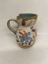 Mcm Vintage Ceramic Lava Splatter Jug/ Pitcher Vase, Hand Painted Italy ... - $28.05