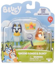 Bluey Queens Official Collectable Character 2 Figure Set Featuring and Bingo wit - £12.11 GBP