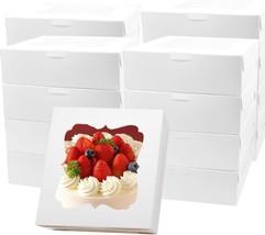 60pcs 8x8x2.5 Inches White Bakery Boxes Small Cookie Boxes Kraft Baking Box with - £39.35 GBP