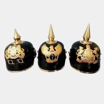 Queen Brass Prussian Helmet Leather German Pickelhaube Costume Wholesale Lot Of  - $188.10