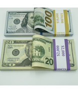  Realistic Prop Money Mix 50 Pcs $100 $20 Double Sided Full Print looks ... - £11.00 GBP