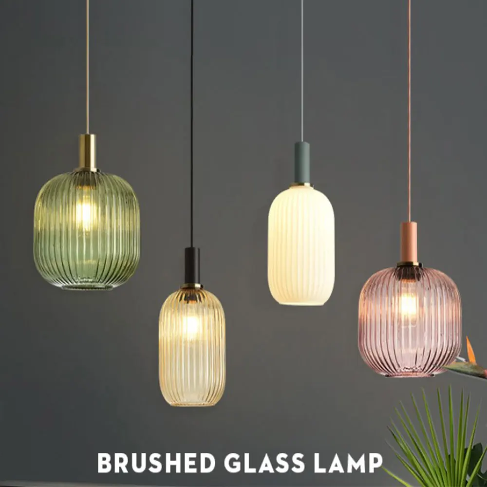 Nordic Retro restaurant colorfull Glass pendant lights Creative living room Lamp - £33.58 GBP+