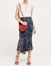 NWT $158 Anthropologie Paisley Silk Skirt Size 6 Blue Motif By Vanessa Virginia - £43.82 GBP