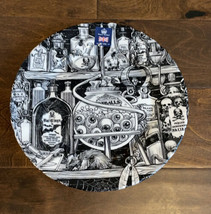 Royal Wessex Halloween 8 Dinner Plates Black &amp; White Skulls Boiling Pot Eyeballs - £110.70 GBP