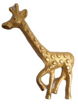 Gold Tone Textured Standing Long Neck Giraffe Brooch Pin Raised Spots 2 5/8&quot; T - £12.01 GBP