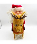 Vtg 1985 Orlando YEH Santa Claus Riding A Reindeer Plush works - £19.60 GBP