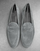 Best Handmade Grey Moccasin Shoes, Slips On Loafer Suede Shoes - $159.00
