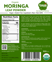 Moringa Powder Certified Organic Moringa Oleifera, vegan, 4 8 16 oz, ships free  - £6.20 GBP+