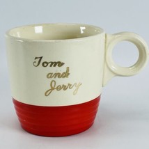 Tom &amp; Jerry Mug Universal Potters Eggnog Cup Red White 3&quot; Vintage 1940s ... - $9.75