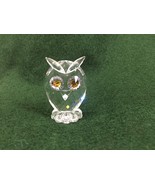 Swarovski Clear Crystal Mini Owl 1.5&quot; Signed Amber Eyes - £26.99 GBP