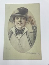 Vintage Postcard Mauzan Woman Model with Hat Glamour Unused Blank Rare - $4.74