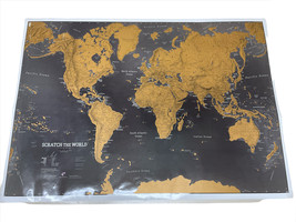 Scratch Off Map of The World Vintage Wall Poster Personalized Large Size 33 x 24 - £18.09 GBP