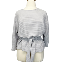 Simply Vera Vera Wang Textured Ribbed Blouson Knit Top Gray Waist Tie Women XXL  - £19.23 GBP