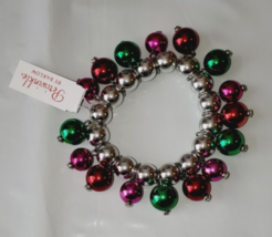 Periwinkle By Barlow Silver Toned Multi Color Bracelet Holiday Ornaments NEW - £9.76 GBP