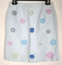 BODEN Women&#39;s Cotton A Line Skirt Appliqué Embroidery Light Blue Sz 10 - £5.33 GBP