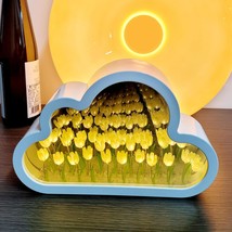 Tulip Night Light Cloud Mirror Tulips Night Lamp Decoration Table Light Handmade - £20.49 GBP