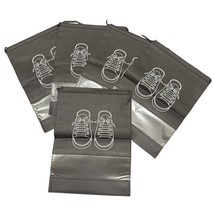 NEW Shoe Storage and Travel Bags Drawstring Set of Five Gray and White Non Woven - £11.68 GBP