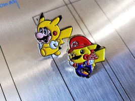 Mario  x Pikachu (Pokemon &amp; Super Mario) Metal Collector Pin Set - £7.98 GBP