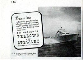 1945 Print Ad Fellowscraft Yachts Boats Fellows &amp; Stewart Terminal Islan... - £7.68 GBP
