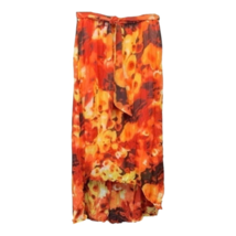 Ds By Debbie Shuchat Women Crinkled Skirt Orange Floral Long Maxi High L... - £26.54 GBP