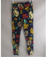 LuLaRoe Leggings OS Blue With Colorful Floral Designs - $183.60 MXN