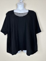 Liz &amp; Me Womens Plus Size 5X Black Knit T-shirt Short Sleeve Buttons - £11.87 GBP