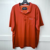 Cabelas Guidewear Shirt Sz 2XL Red/Orange Short Sleeve 1/4 Button Top Vent EUC - £14.38 GBP