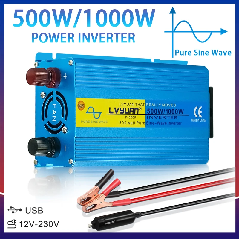 Pure Sine Wave 1000W 1200W 2000W DC 12V To AC 230V 50Hz/60Hz  Converter - £44.04 GBP+