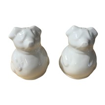 Unique Vintage White Pigs Salt Pepper Shakers Ceramic Shiny 3.75 in Tall - £10.07 GBP